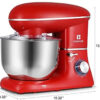 Stand Mixer, 6-Speed Electric Mixer, Tilt-Head Food Mixer with Dough Hook, Wire Whip & Beater, 6.2QT Stainless Steel Bowl, Red