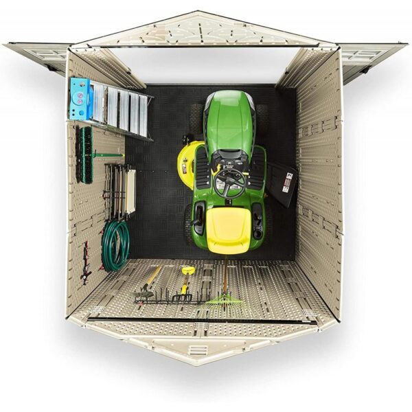 9ff1a5aaf36344a1b11c0c6ed50e83f5 Rubbermaid 7×7 Ft Durable Weather Resistant Resin Outdoor Garden Storage Shed with Windows and Utility Hooks, Sand