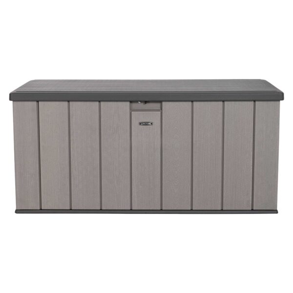 a02ddeb47f614a9c843bda97b760ed45 Lifetime 150 Gallon Outdoor Storage Deck Box in Storm Dust Gray