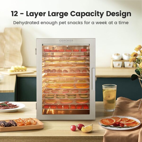 a0ec3ca9e212412f86805ade04cc3121 Cercker Food-Dehydrator Machine with 12 Stainless Steel Trays