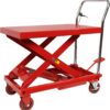 500LBS Hydraulic Lift Table Cart, 30" Lifting Height., Double Scissor Lift Table with 4 Wheels and Non-Slip Pad, Hydraulic Scissor Lift Table for Material Handling and Transportation
