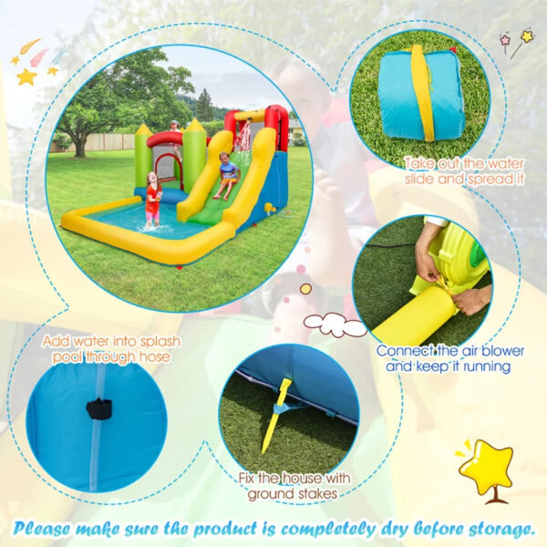 a163b1eb1c3140b19e0334aa072ab20e CIPACHO Outdoor Inflatable Bounce House with 480 W Blower, Kids Bounce House for 5-10