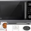 Air Fryer Combo 8-in-1 Countertop Microwave Oven, with Convection, Broil, Odor Removal Mode, 12.4" Position Memory Turntable, Child-Lock, 1.0 Cu.ft, Black Stainless Steel, ML2-EC10SA(BS)