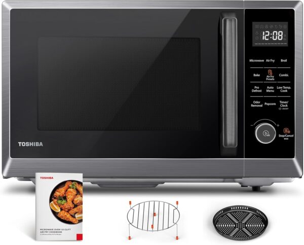 a166b1e300904b2a8e38f51366a19d7d Air Fryer Combo 8-in-1 Countertop Microwave Oven, with Convection, Broil, Odor Removal Mode, 12.4" Position Memory Turntable, Child-Lock, 1.0 Cu.ft, Black Stainless Steel, ML2-EC10SA(BS)