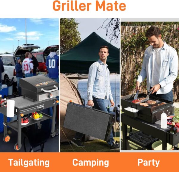 a1ad01c16a234aaeb11f0d15b9db1590 Portable Outdoor Grill Table, Folding Grill Cart Solid and Sturdy, Blackstone Griddle Stand Large Space, Blackstone Table with Paper Towel Holder, Grill Stand for Blackstone Griddle, Ninja Grills etc
