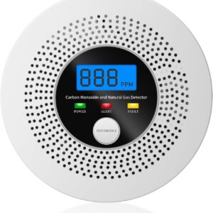 Natural Gas and Carbon Monoxide Detector 100% Battery-Powered CO&CH4 with LED Display and Audible Visual Alerts Methane Leak Sensor for Home RV Kitchen Apartment Safety (Includes Batteries)