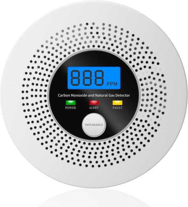 a1b4c636c8684a0b8e060b822c6defb6 Natural Gas and Carbon Monoxide Detector 100% Battery-Powered CO&CH4 with LED Display and Audible Visual Alerts Methane Leak Sensor for Home RV Kitchen Apartment Safety (Includes Batteries)