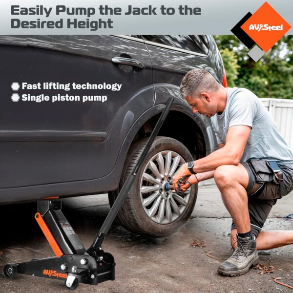 3 Ton Heavy Duty Hydraulic Floor Jack for Car (6600 lbs) With Single Piston Pump, Quick Lift, Lifting Range 5.5'' to 18.5''