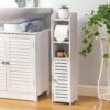Toilet Paper Holder Stand, Storage Cabinet Beside Toilet for Small Space Bathroom