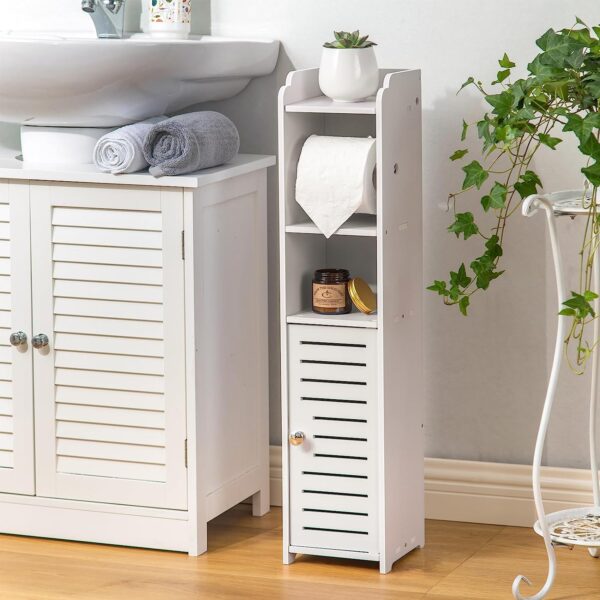 a1ec4f3357664f998bde82bf4a6f5ecd Toilet Paper Holder Stand, Storage Cabinet Beside Toilet for Small Space Bathroom