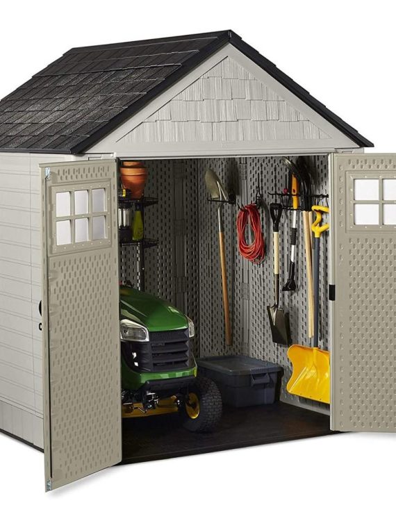 a21dfa3de9e7422a8df0ba1e03e2e51e Rubbermaid 7×7 Ft Durable Weather Resistant Resin Outdoor Garden Storage Shed with Windows and Utility Hooks, Sand