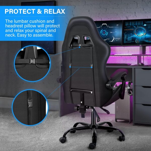 a2668cb58a284c2486cf8b0467bcfff6 Racing Office Computer Video Game Chair, Without footrest, Black
