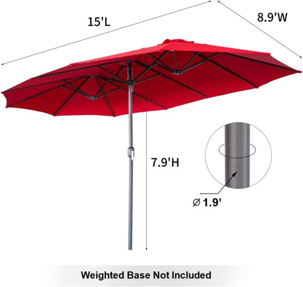 a283a5a1d6b14221956380b564c37c1c 15ft Patio Umbrella with Solar Lights, Large Double Umbrella Outdoor, Rectangle 180''x106'' Umbrellas with 156 PCS LED Lights and Crank Handle for Backyard Deck Pool Shade in Black(1.9" Pole)