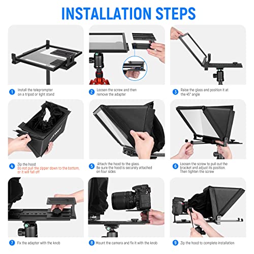 a28f1403d47f4711a285e5a4206b88fe Neewer X12 Aluminum Alloy Teleprompter for iPad Tablet Smartphone DSLR Cameras with Remote Control