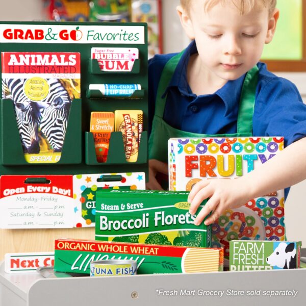 Melissa & Doug Fresh Mart Grocery Store Play Food and Role Play Companion Set