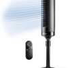 LASKO Elevation 42”-54” Adjustable Height Pedestal Tower Fans for Home, 31 ft/s Airflow, Quiet 28 dB on Low, 90° Oscillation, 12 Hour Timer, Remote Control, Black, EST100