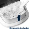 Nugget Ice Maker Countertop with Handle, Ready in 6 Mins, 34lbs Per Day, Removable Top Cover, Auto-Cleaning, Portable Sonic Ice Maker with Basket and Scoop, for Home/Party/RV/Camping (Black)