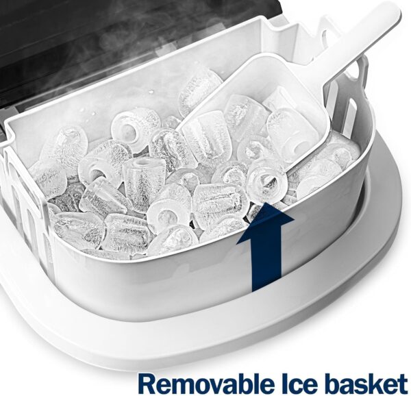 a2ddfb2b1e3e48aa866eb42a2b0123c6 Nugget Ice Maker Countertop with Handle, Ready in 6 Mins, 34lbs Per Day, Removable Top Cover, Auto-Cleaning, Portable Sonic Ice Maker with Basket and Scoop, for Home/Party/RV/Camping (Black)
