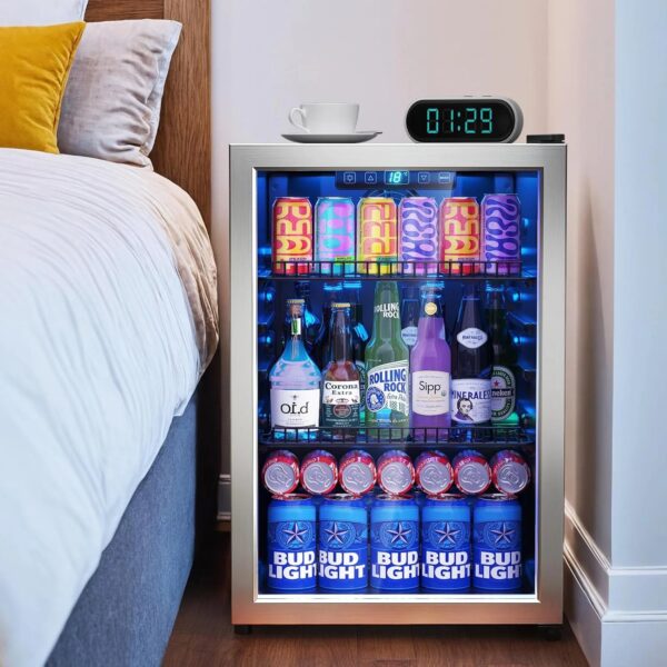 a3149f6990ed4b4299f6357803aa83eb Refrigerator Cooler-120 Cans Freestanding Mini Fridge Cooler with Glass Door, Adjustable Shelves & Digital Temperature Display for Soda, Wine or Beer (Black, 3.2 Cu.Ft)