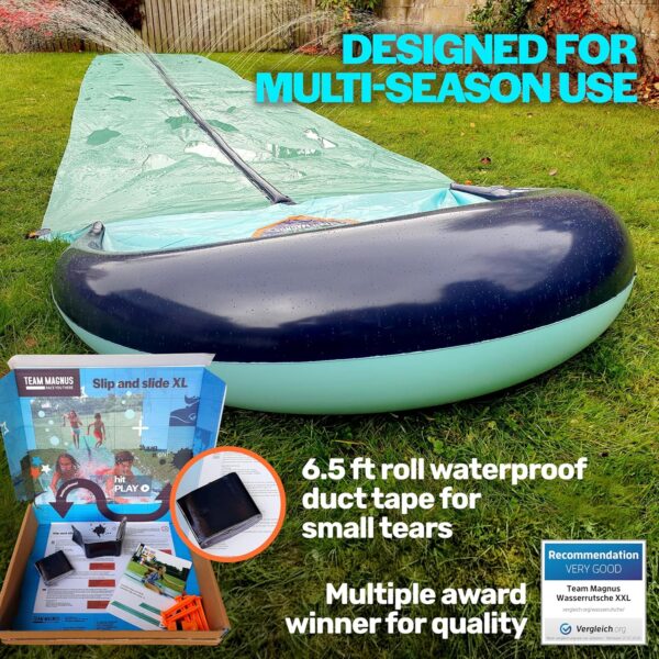 a3a3da0a66c24bf98100d7aa4f747f38 TEAM MAGNUS 31ft Slip n Slide with 500CL Inflatable Crash pad. Slip and Slide for Kids Ages 8-12 in Heavier, 0.22mm PVC with Adjustable sprinklers (372" L x 63" W x 10" H)