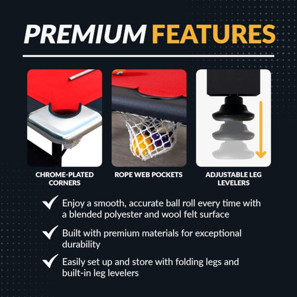 a44f088b34b44cbe980e01aff6baaef0 Hathaway Fairmont 6 Ft Portable Pool Table, Adults Folding Billiards Tables for Game Room with Easy Foldable Storage, Includes Full Set of Billiard Balls, Cues, Chalk & Brush