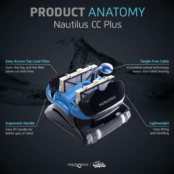 a47bbbf75cb64a309d0102a323d6d054 Dolphin Nautilus CC Plus Wi-Fi Automatic Robotic Pool Vacuum Cleaner, Always Cleaning, Never Charging, with Wall Climbing Scrubber Brush, Ideal for In-Ground Pools up to 50 FT in Length