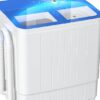Portable Washing Machine - 14.5 lbs Mini Twin Tub Washer & Spin Dryer for Apartments, Dorms, RVs, Camping - Gray/Blue