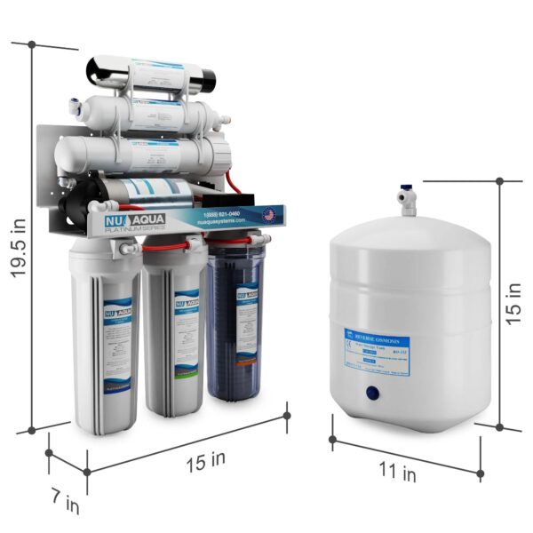 NU Aqua Platinum Series 6 Stage UV Ultraviolet 100GPD RO System with Booster Pump