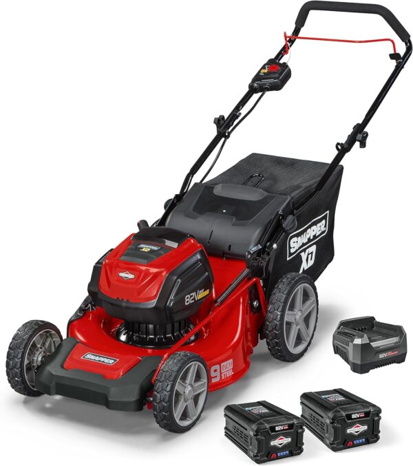 a53d8274b956437f91b49418fa077bca 82V MAX 21′′ Electric Cordless Lawn Mower, Steel Deck, 3-in-1 Design, Red/Black