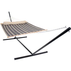 Sunnydaze 2-Person Freestanding Quilted Fabric Hammock with 15' Stand - Mountainside