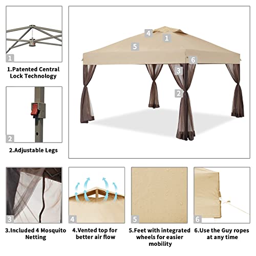 a5ca38cc3b224a04b0f3be9e4ad0c640 10x10 Pop up Canopy Including 4 Removable nettings, 4 Ropes, 8 Stakes, 4 Weight Bags