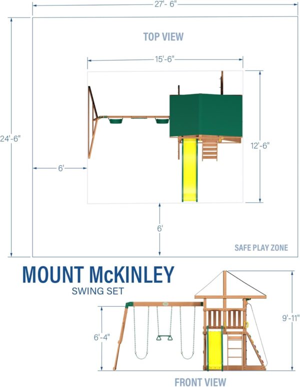 a5fc14aee6ad4dd2a604466cea0a12b3 Backyard Discovery Mount Mckinley Cedar Wood Swing Set with Wave Slide, Play Deck, Double Rock Wall, Rope Ladder, Web Swing, Belt Swings, Toy Telescope, Steering Wheel, Sandbox Area, Outdoor Playset