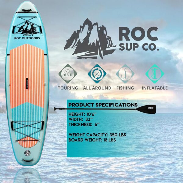 a60f52cc50cd4b929148afbe89b447a9 Roc Inflatable Stand Up Paddle Boards 10 ft 6 in with Premium SUP Paddle Board Accessories, Wide Stable Design, Non-Slip Comfort Deck for Youth & Adults