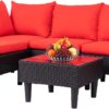 Patio Furniture Set 4 Pieces Outdoor Rattan Chair Wicker Sofa Garden Conversation Bistro Sets for Yard,Pool or Backyard