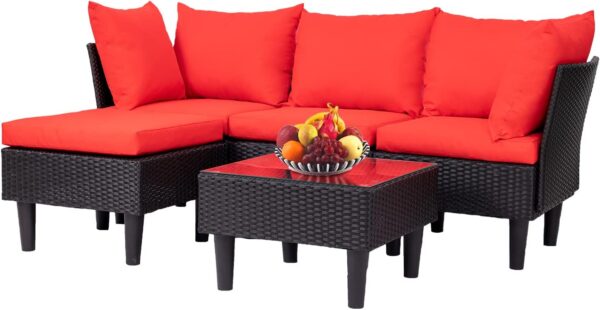 a6156d25dec74accad362d458a615d71 Patio Furniture Set 4 Pieces Outdoor Rattan Chair Wicker Sofa Garden Conversation Bistro Sets for Yard,Pool or Backyard