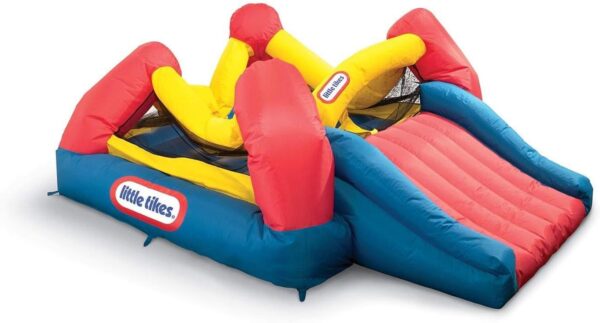 a65ca31dcc3e4e3cad80b4964fb62542 Little Tikes Jump 'n Slide Inflatable Bouncer Includes Heavy Duty Blower With GFCI, Stakes, Repair Patches, And Storage Bag, for Kids Ages 3-8 Years