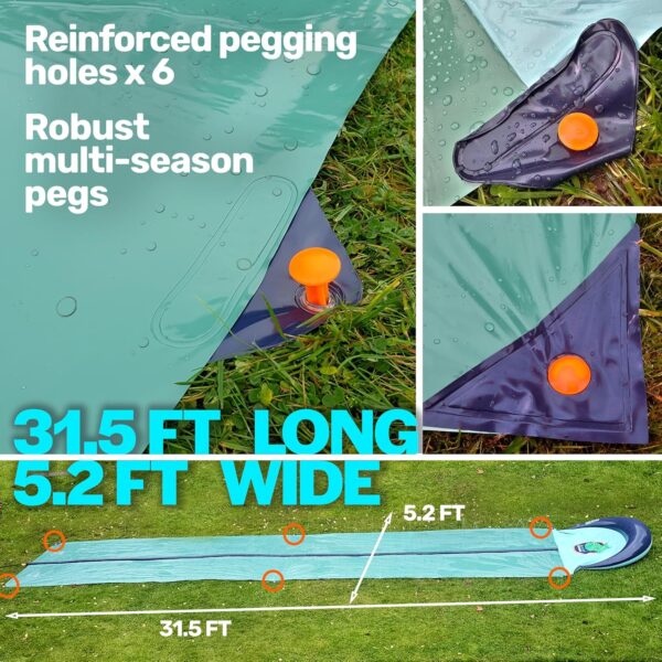 a66560a514b44d2daa9336bbe72ec889 TEAM MAGNUS 31ft Slip n Slide with 500CL Inflatable Crash pad. Slip and Slide for Kids Ages 8-12 in Heavier, 0.22mm PVC with Adjustable sprinklers (372" L x 63" W x 10" H)