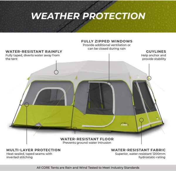 9 Person Instant Cabin Tent - 14' x 9', Green (40008)