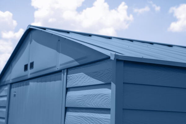 a6e82cd9368b41e2a1e2a487735a1378 Arrow Select Steel Storage Shed, 10x14, Blue Grey