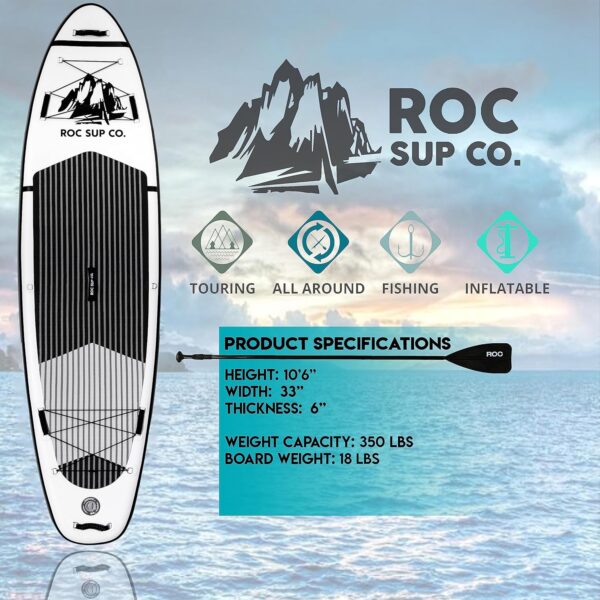 a77ec9d7fa654c979a5b3c1e553a220d Roc Inflatable Stand Up Paddle Boards 10 ft 6 in with Premium SUP Paddle Board Accessories, Wide Stable Design, Non-Slip Comfort Deck for Youth & Adults