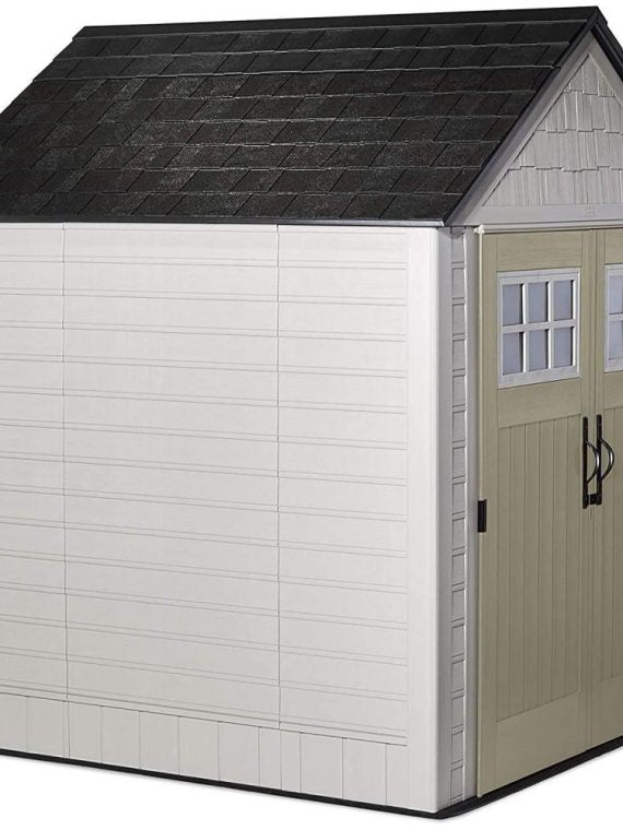 a781810003db4eb7a69d2e38beecc83c Rubbermaid 7×7 Ft Durable Weather Resistant Resin Outdoor Garden Storage Shed with Windows and Utility Hooks, Sand