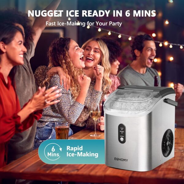 a7f22a7e9da74251b1fbfe4c1cbb1cef Nugget Ice Maker Countertop with Handle, Ready in 6 Mins, 34lbs Per Day, Removable Top Cover, Auto-Cleaning, Portable Sonic Ice Maker with Basket and Scoop, for Home/Party/RV/Camping (Black)
