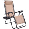 Resenkos Outdoor Folding Zero Gravity Reclining Lounge Chair with Utility Tray-Beige, Zero Gravity Lawn Lounge Chairs with Cup Holder, Reclining Folding Outdoor Chairs for Deck, Beach, Yard