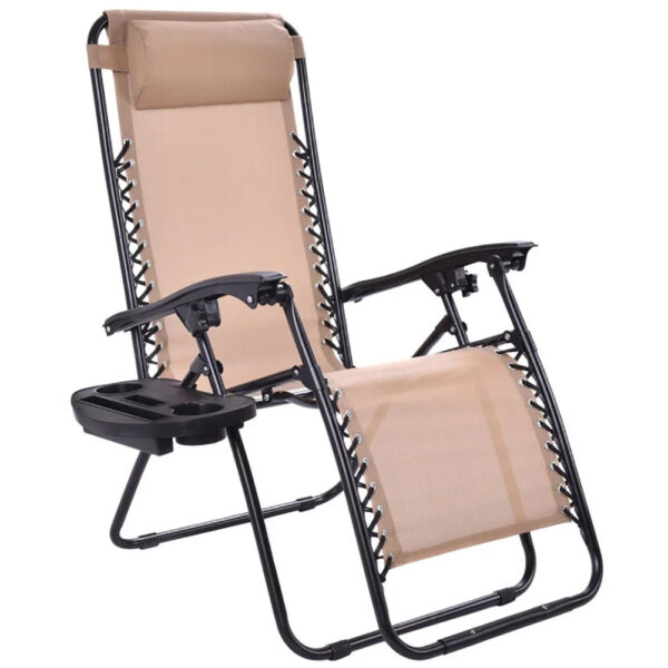 a804f0c5f5d94afc95700b07135506f1 Resenkos Outdoor Folding Zero Gravity Reclining Lounge Chair with Utility Tray-Beige, Zero Gravity Lawn Lounge Chairs with Cup Holder, Reclining Folding Outdoor Chairs for Deck, Beach, Yard