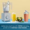 Chefman Obliterator 48 oz Countertop Blender for Smoothies, 1380W Motor to Crush Ice, Nuts, and Frozen Fruit with Stainless Steel Blade, Auto Blend Function, Includes 20 oz Travel Jar - Midnight