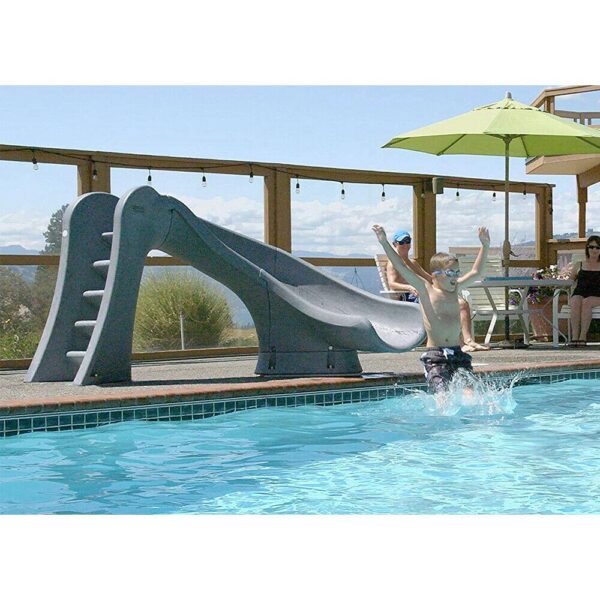 a898924f793c463cb50d7353d8886449 S.R. Smith 698-209-58124 Cyclone Right Curve Swimming Pool Slide, Gray Granite