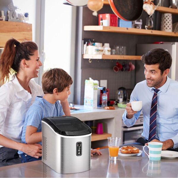 a8b3eb5e92a14d9ca007b649c8516fa2 Nugget Ice Maker Countertop with Handle, Ready in 6 Mins, 34lbs Per Day, Removable Top Cover, Auto-Cleaning, Portable Sonic Ice Maker with Basket and Scoop, for Home/Party/RV/Camping (Black)