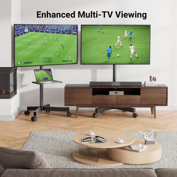a8c41cf6761441bbba575f59e5831ec0 Mobile TV Stand for 23-60 Inch LCD LED Flat/Curved Panel Screen TVs, Tilt TV Cart Holds up to 88Lbs Portable Stand with Laptop Shelf Rolling Floor Max VESA 400x400mm (PSTVMC06)