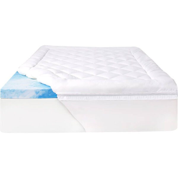 Sealy - 3 + 1 Memory Foam Topper with Fiber Fill Cover - Queen - Blue