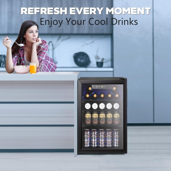 a8cfebd46ce4484ab6acf3f2d25537df Mini Fridge 130 Can Beverage Refrigerator Cooler, 3.2 Cu.Ft Drink Fridge for Soda Wine Beer, Adjustable Temperature Control for Home Office, Black